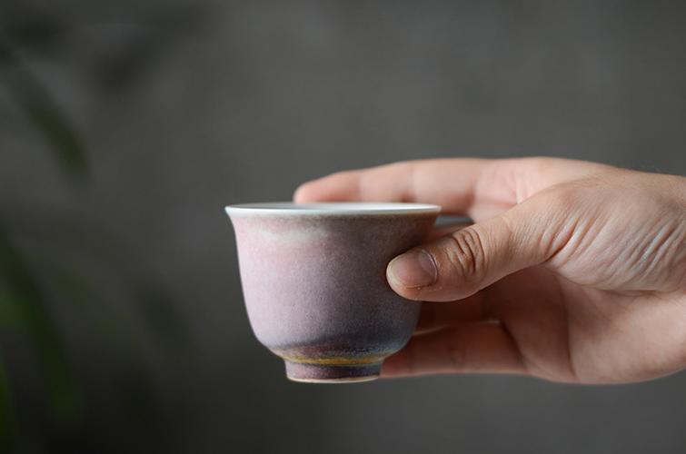 景德镇日式茶道粗陶茶杯主人杯陶瓷素红粉色杯小茶杯功夫茶杯茶具