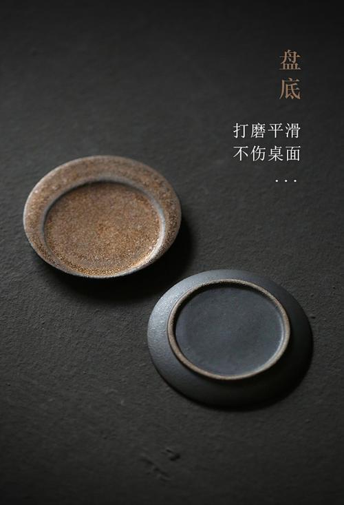 又见归心手工陶瓷鎏金功夫茶杯垫粗陶隔热茶道圆形禅意方形垫盘淘宝网